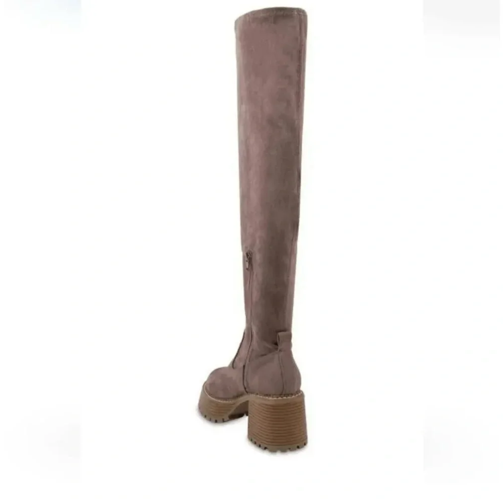 New MIA Daily Women Over The Knee Platform Taupe Tan Lug Sole Boot Women Size 7